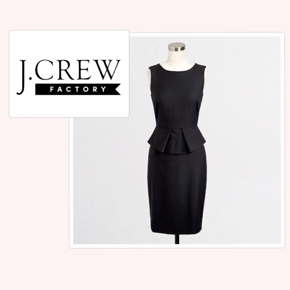 J Crew Factory Sleeveless Black Peplum Dress. 0